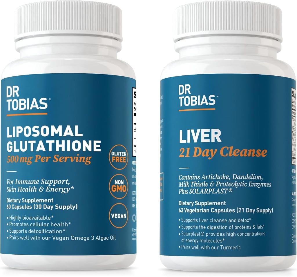 Dr. Tobias Liver 21 Day Cleanse and Liposomal Glutathione - Unterstützt Liver Detox, Immunfunktion und Energieniveaus - Vegan, Non-GMO