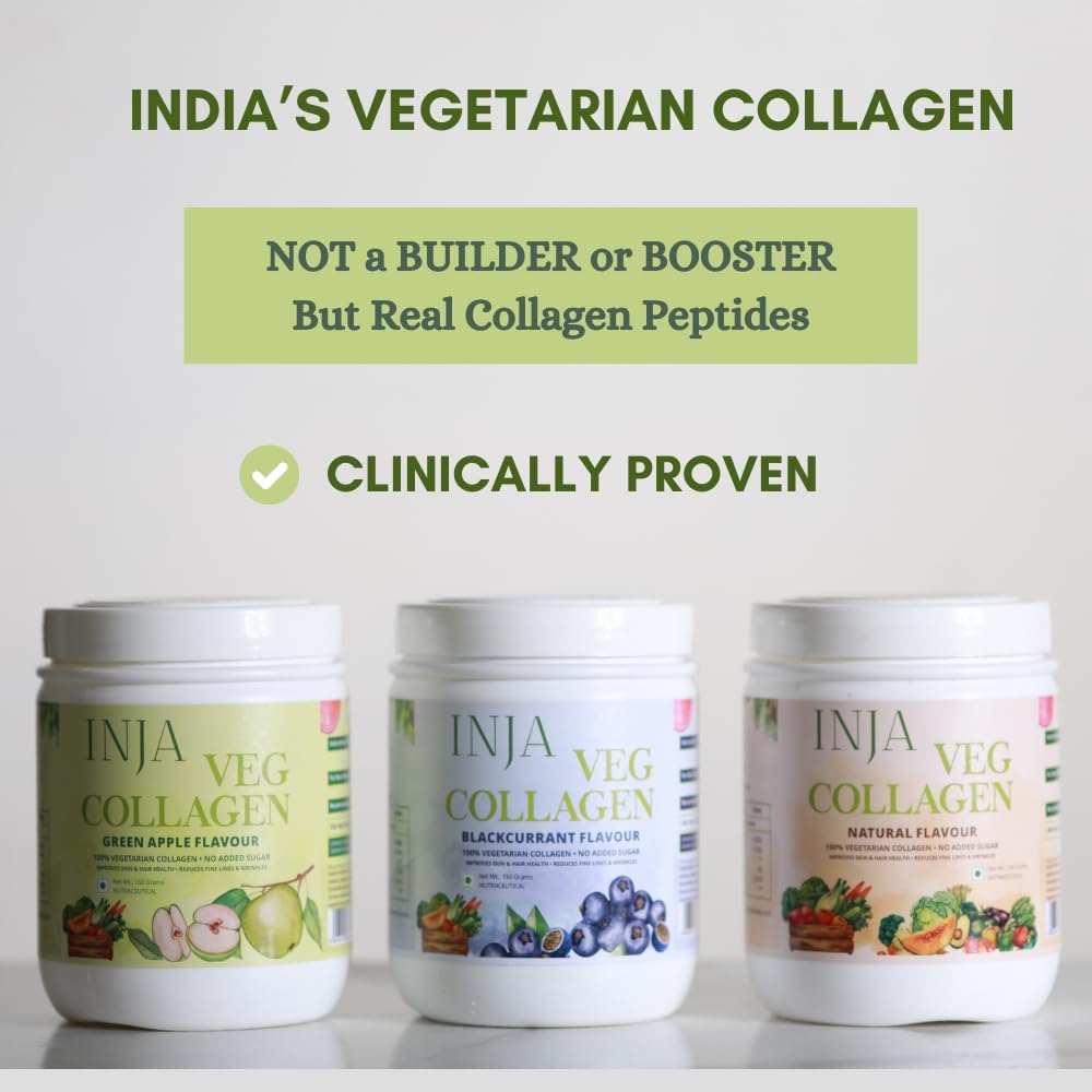 INJA Wellness Veg Collagen Supplément pour les femmes, les hommes, 100% végétalien Collagen, seulement original Veg Collagen poudre, Pas de sucre ajouté, améliore la santé de la peau et des cheveux, réduire la ligne fine et les rides,