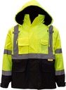 Troy Safety Uomo Ansi Classe 3 Giacca Bomber di sicurezza ad alta visibilità con cerniera, tasca in PVC, fondo nero, Qty 1 (Medium,Lime Green)