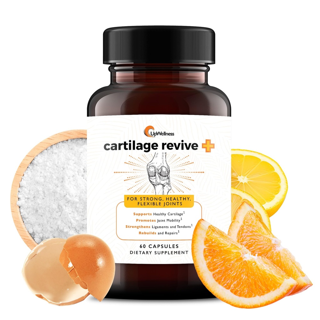 UpWellness Cartilage Revive + Joint Support Supplement für Männer und Frauen mit Typ II Collagen für Gelenke - D-Glucosamine Sulfat, MSM, Vitamin D3, Vitamin C und mehr - 60 Kapseln