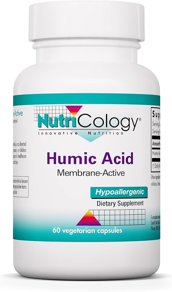 Nutrizione Acido Humico Supplemento - Supporto del sistema immunitario, Acido Humico per gli esseri umani, 750 mg Minerali Humici, Membrane-Active, Capsule Vegetariani - 60 Conte