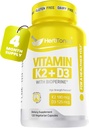 Immunsystem Unterstützung Vitamin K2 (MK7) mit D3 5000 Iu Supplement + Bioperine (Black Pepper) | Strong Bones & Heart Health | K2 D3 Complex | Easy to Swallow 120 Veg Kapseln