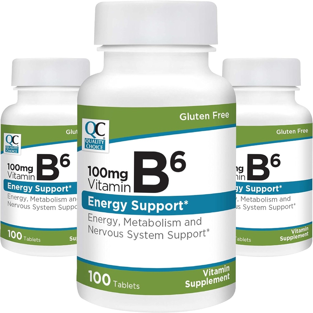 Choix de qualité Vitamine B6 100mg 100 Nombre de bouteilles de comprimés (3 emballage)