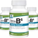 Choix de qualité Vitamine B6 100mg 100 Nombre de bouteilles de comprimés (3 emballage)