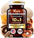 Lions Mane Supplement Capsules - USA Fabriqué 10 en 1 Supplément de Champignon - Complexe de Champignons avec Lions Mane, Cordyceps, Turkey Tail, Reishi, Shiitake pour le soutien cognitif et immunitaire - 120 Compte