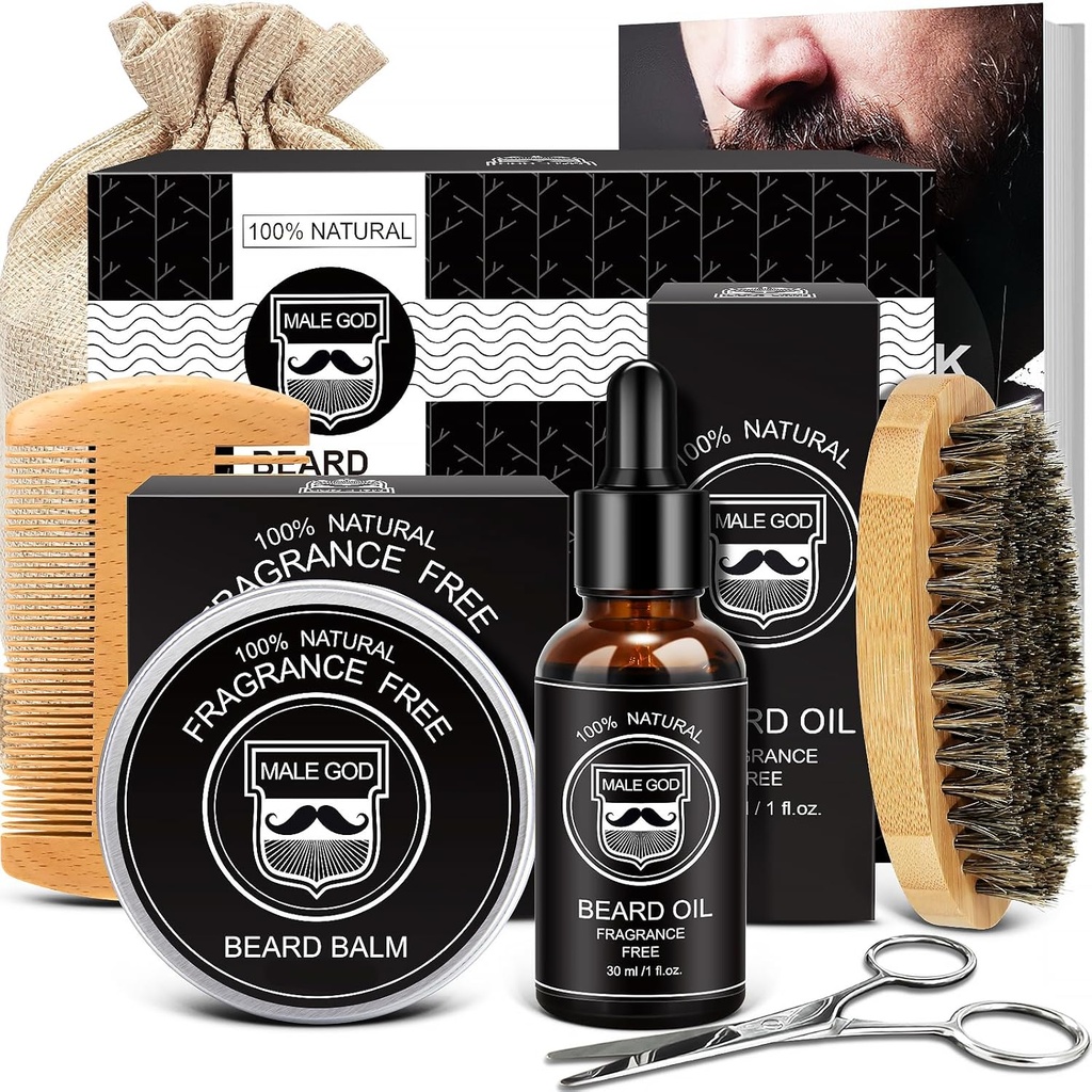 MALE GOD Bart Kit w/Natural Zutaten, Geeignet für alle Haut, Geburtstagsgeschenke | Anniversary | Weihnachtsgeschenke | Mens Stocking Stuffers | Geschenke für Männer, Ihn, Ehemann, Freund, Dad, Freunde