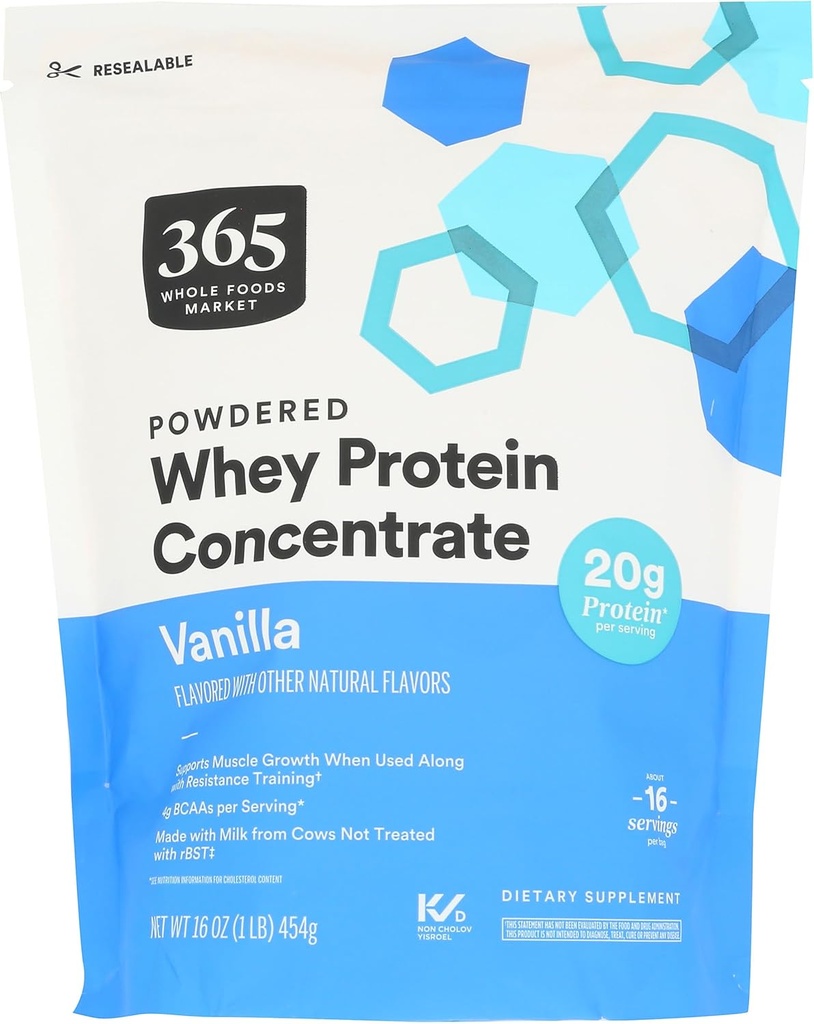 365 by Whole Foods Market, Concentrato di proteine del siero, Vanilla, 16 oncia