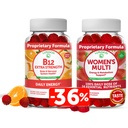 Lunakai Vitamin B12 und Women's Multivitamin Gummis Bundle - Non-GMO & Vegan Ergänzung für Energieunterstützung und Knochengesundheit - 100% täglicher Wert von 16 essentiellen Vitaminen und Mineralien - 30 Tage Versorgung