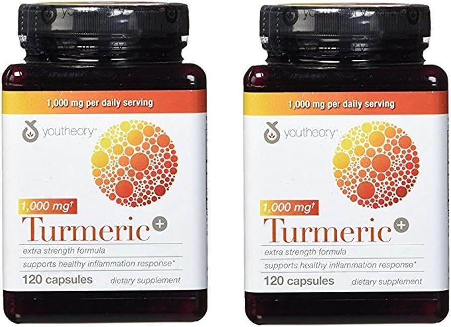 Youtheory Turmeric Extra Strength Formula Capsule 1.000 mg al giorno, 120 Conte (Pack of 2)
