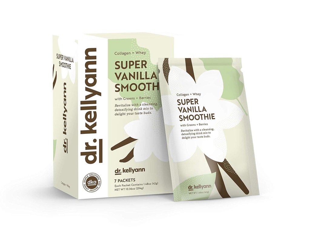 Dr. Kellyann Super Vanilla Collagen Smoothie (7 Packungen) – Protein Shake, Keto & Paleo-Friendly, unterstützt Haut & Gut, 1 Packung