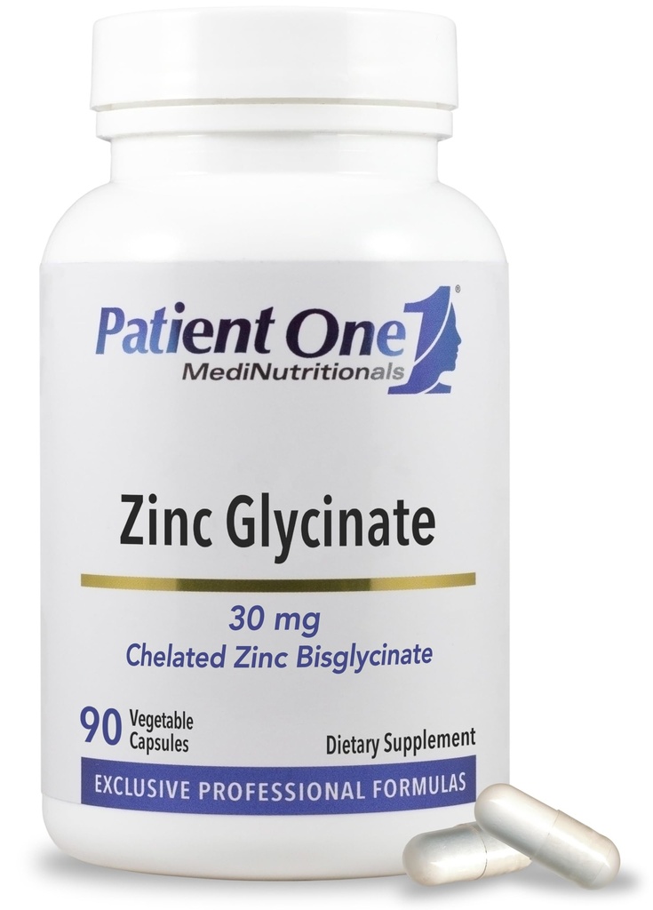 Patient One Zink Glycinate 30mg | Ergänzung zur Immunsystem-Gesundheit* | Verbesserte Zink-Absorption | 90 Kapseln