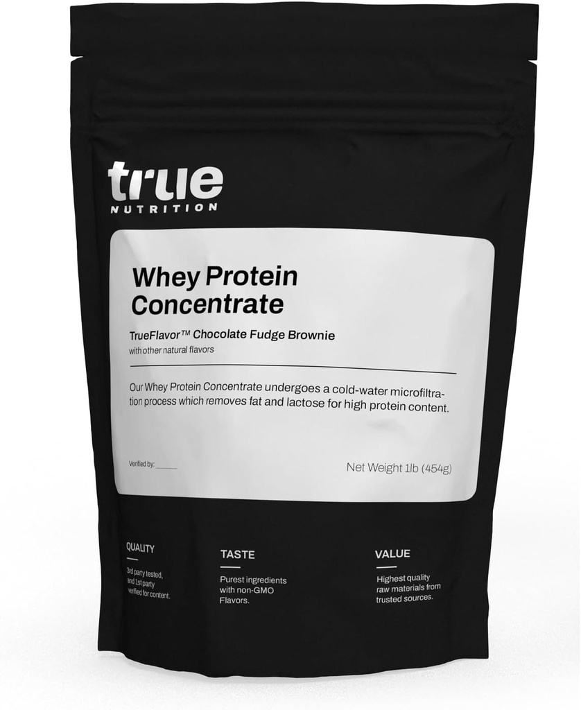 Vera Nutrizione - Concentrato di proteine del siero di siero di latte - Polvere di proteine del siero di latte al 100% - Polvere di carburo a bassa azione rapida con aminoacidi essenziali - Alto in leucina - Brownie di fudge di cioccolato - 1lb.
