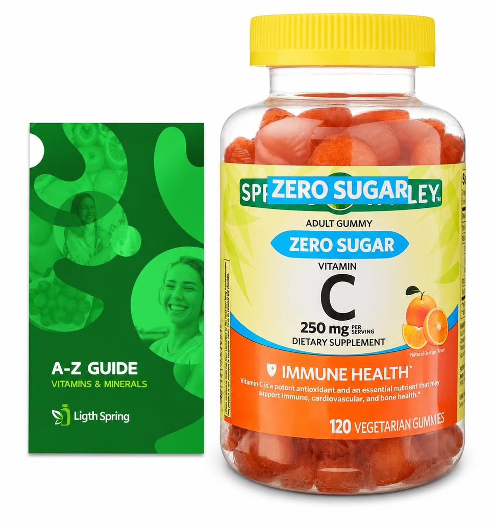 Zero Sugar Vitamin C Gummis Nahrungsergänzung, 250 mg, 120 Ct Bundle mit exklusiven Vitaminen und Mineralstoffen - A bis Z - Bessere Ligth&Spring Guide