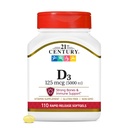 21ème siècle Santé Vitamine D3 125 mcg (5 000 UI) Softgels à libération rapide, 110 Compte