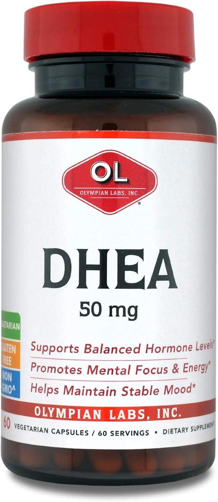 Olympian Labs DHEA Vegetarische Kapseln, 50 Mg - 60 Servierungen, Unterstützung Fokus, Energie & Stimmung