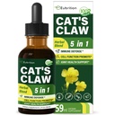 Cat's Claw Kräuter (Uña de Gato) Immununterstützung Flüssigkeitstropfen, 5-in-1 Kräuterergänzung mit Echinacea & Elderberry Extract, Alkoholfreie Tincture für Immunität Boost, Joint & Bone Health. 2 oz