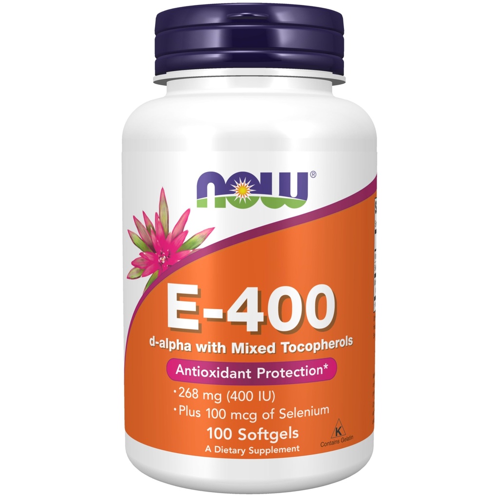 NOW Supplements, Vitamin E-400 IE, Gemischte Tocopherole, Antioxidantienschutz*, 100 Softgels