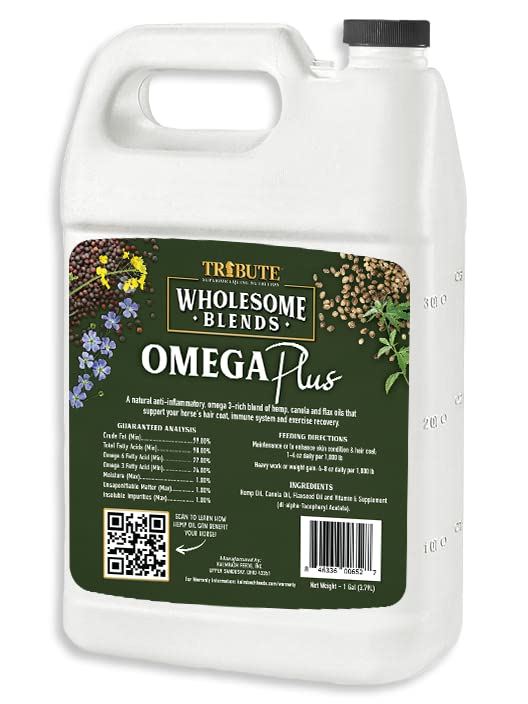 Mélanges complets Omega Plus Supplément huile pour chevaux, 1 Gallon