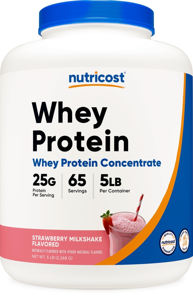 Nutricost Whey Protein Konzentrat (Strawberry Milkshake) 5LBS - Gluten Free & GMO Free