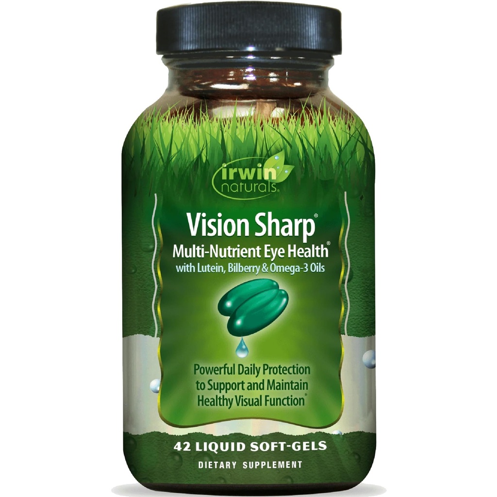 Irwin Naturals Vision Santé oculaire multinutritive avec Lutéine, Bilberry et Omega-3 - 42 Softgels liquides
