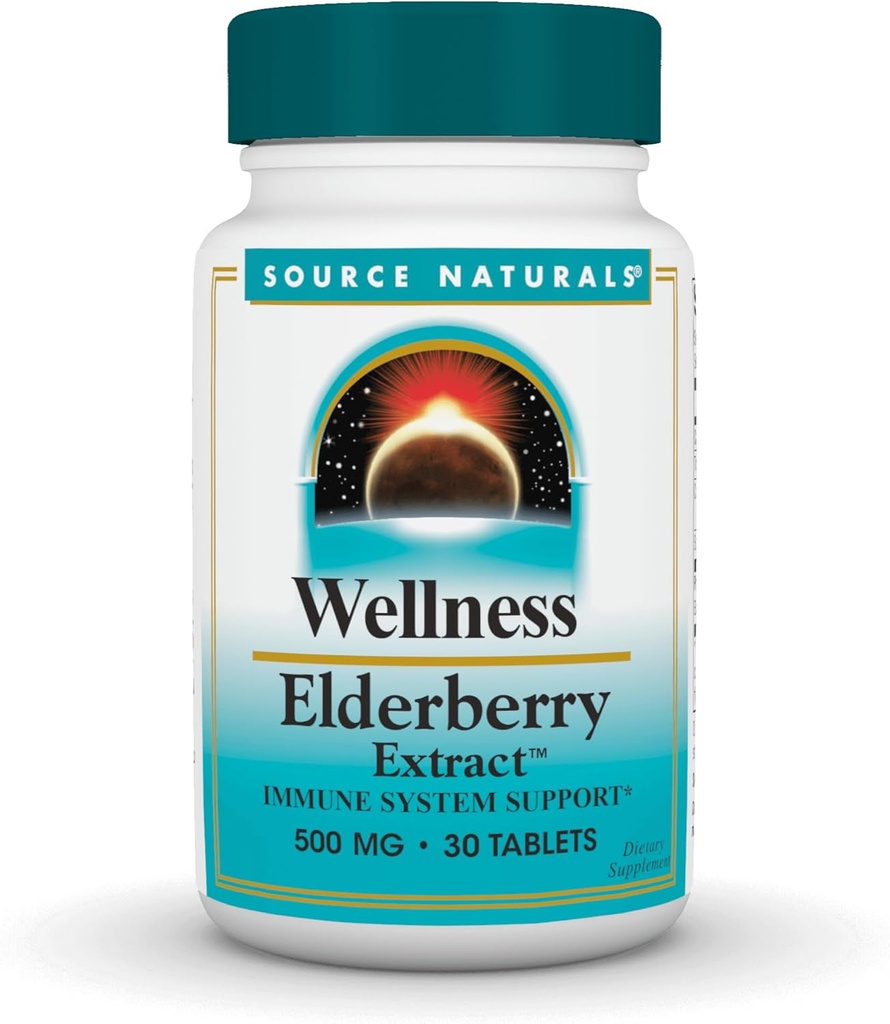 Quelle Naturals Wellness Elderberry Extract, 500 mg für Immunsystem Unterstützung* - 30 Tabletten