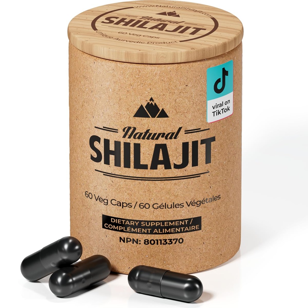 NATURAL SHILAJIT Capsules (2 Monate Versorgung) - 60 Count - Shilajit für Männer & Frauen mit Fulvic Acid & Trace Minerals, Pflanzenbasierte Nährstoffe für Energie, Immununterstützung & Vitalität