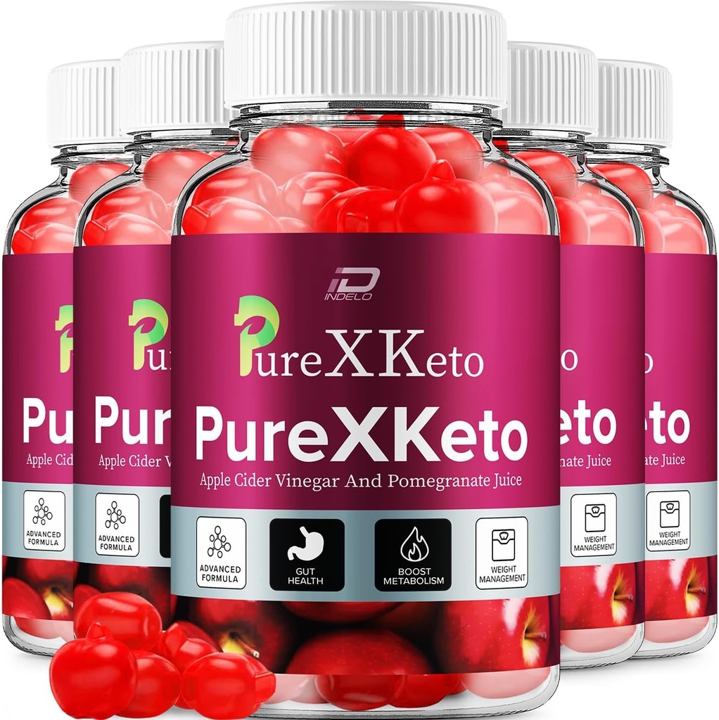 PureXKeto ACV Gummies Integratore alimentare - PureX Keto Keto ACV Gummies con succo di aceto di sidro e melograno, Pure X Keto Gummies Recensioni, Gestione del peso avanzata (5 Pack - 300 Gummies)