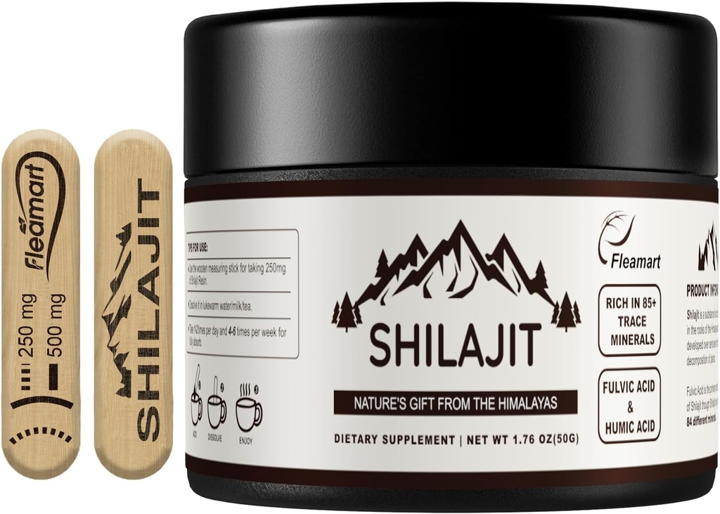 Shilajit Pure Himalayan with Fulvic Acid & 85+ Trace Minerals Shilajit for Men & Women Golden Grade A Shilajit Resin Supplement with a Little Bitter Taste for Energy & Immunity - 50 Grams