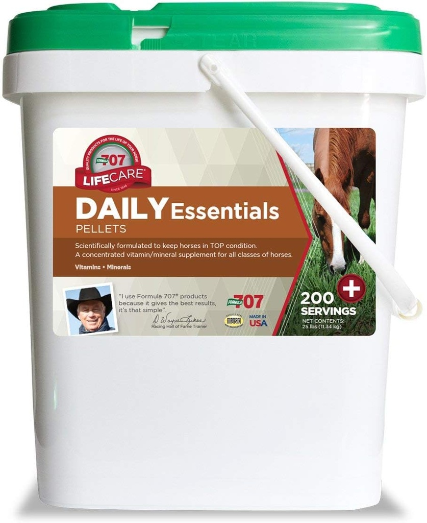 Formel 707 Daily Essentials Equine Supplement, 25lb Bucket – Komplette Vitamine und Mineralstoffe für Superior Gesundheit und Zustand in Pferden