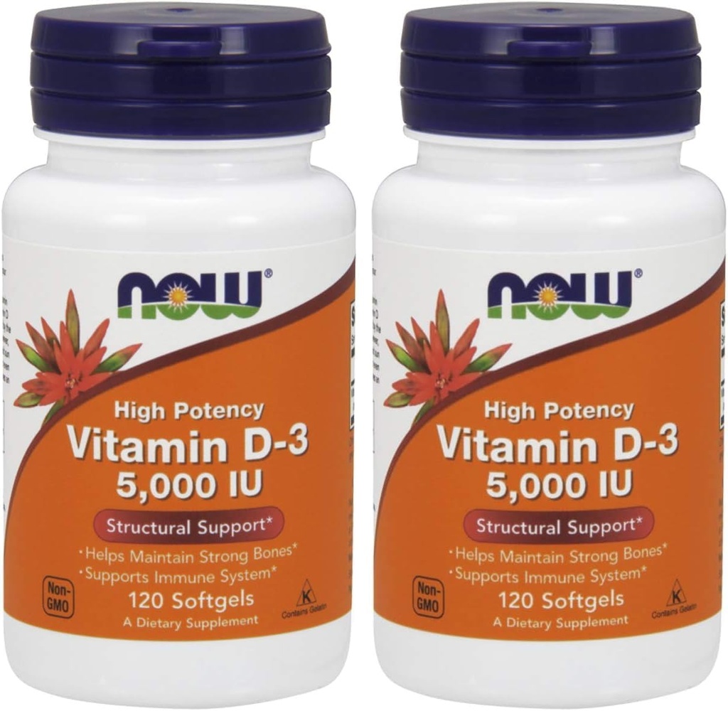 JETZT Vitamin D-3 5.000 IU,120 Softgels (Pack von 2)
