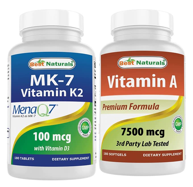 Best Naturals Vitamin K2 (MK7) mit D3 & Vitamin A 25000 IU