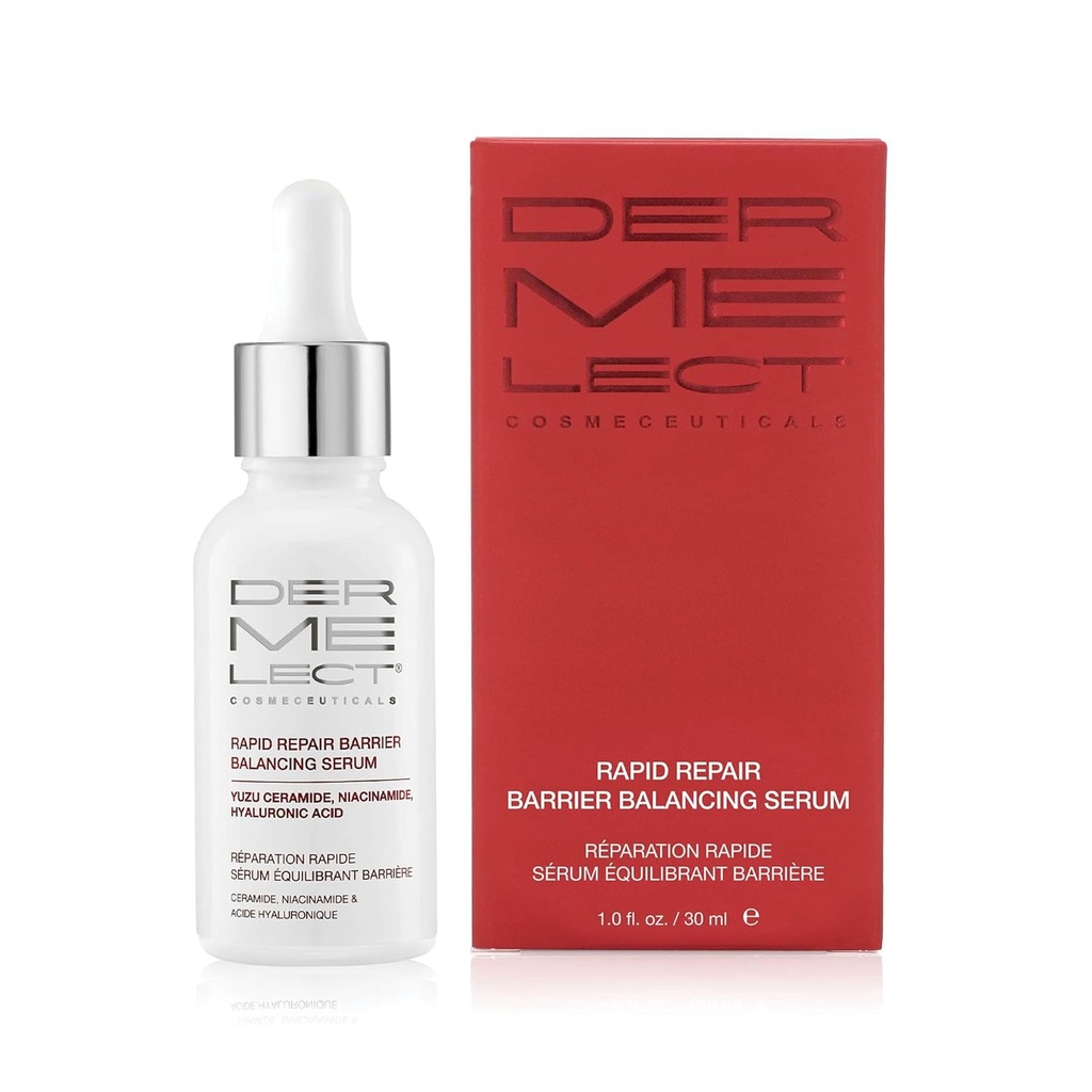Sérum d'équilibrage rapide de barrière de réparation Cosmétectique de dermelect – Traitement super-hydratant avec le niacinamide, l'acide hyaluronique, les prébiotiques et les antioxydants pour la peau lisse et radiante 1,0 oz