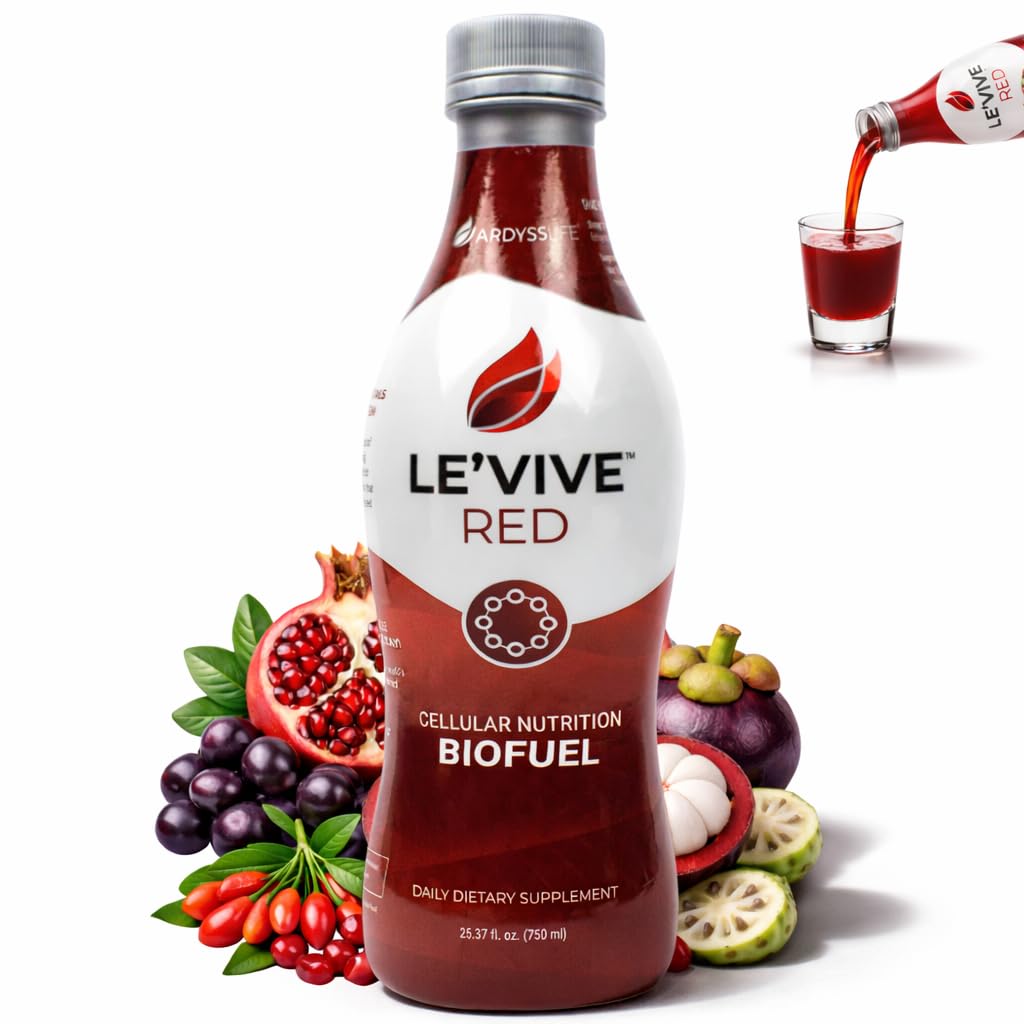 Ardyss Le.Vive Red Superfruit Jus, Acai, Goji Berry, grenade, Noni & Mangosteen – Mélange antioxydant pour l'énergie, la désintoxication et la peau – 25.37 fl oz