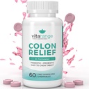 Rilievo Colon di VitaRange- Veloce costipazione e Bloating Relief con Sunfiber Prebiotic Fiber e Pre + Probiotici per la salute digestiva - 60 Chewable Strawberry Tablets – Doctor Formulated Probiotics