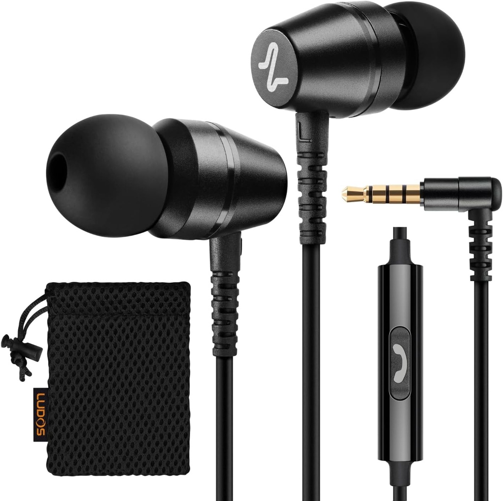 LUDOS OMNITONE Wired Earbuds in-Ear Cuffie, 5 anni di garanzia, Auricolari con microfono, 3.5 mm Jack Corded Ear Buds, Videoconferenza per iPhone, Samsung, Computer, Laptop, Bambini, Studenti scolastici