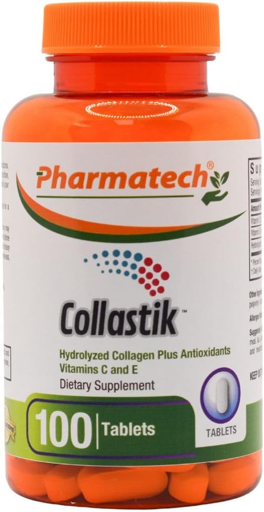 Collage idrolizzato e vitamine C ed E per le donne. Pelle e Nails Salute, Premium Formula Collagen Plus Antiossidanti Supplemento, 100 compresse, Collastik