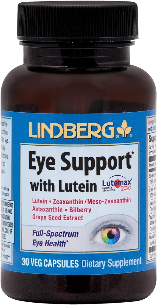 Soutien oculaire de Lindberg* avec lutéine (30 gélules)