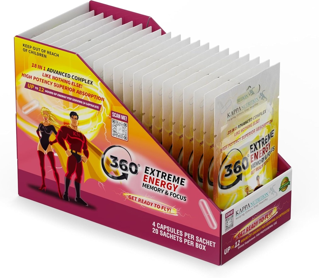 360 Extreme Energy, Memory & Focus (1 Display 20 Sachets (4 Capsule ea)