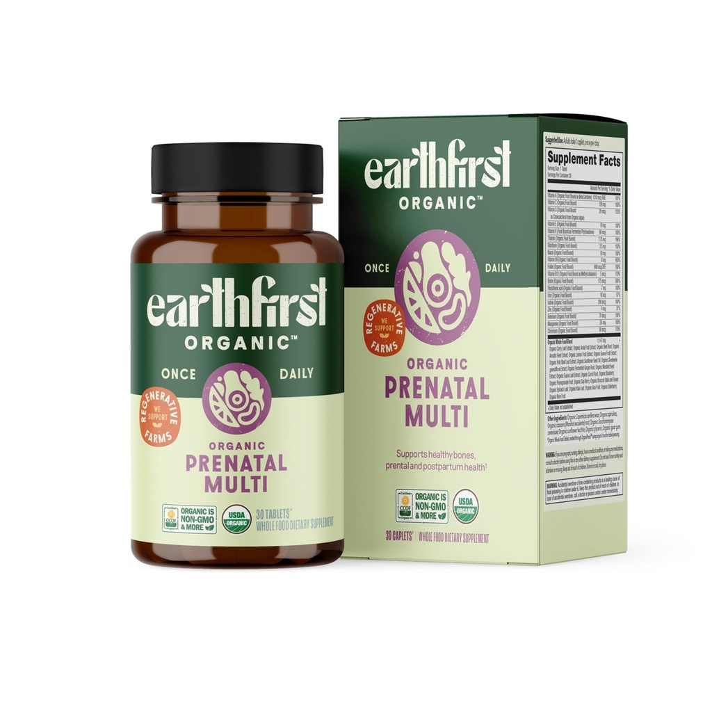Pränatal Einmal täglich Multivitamin für Frauen für Empfängnis, Schwangerschaft, Postpartum & Stillen, Folat, Eisen & Bio Ganzes Essen Blend, Vegan, 30 Count