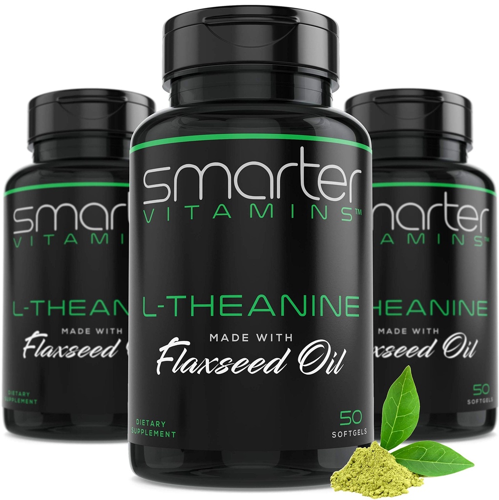 (3 Pack) Smartere L-Theanine 250mg Supplement, in Non-GMO Flaxseed Oil, 150 Liquid Softgels