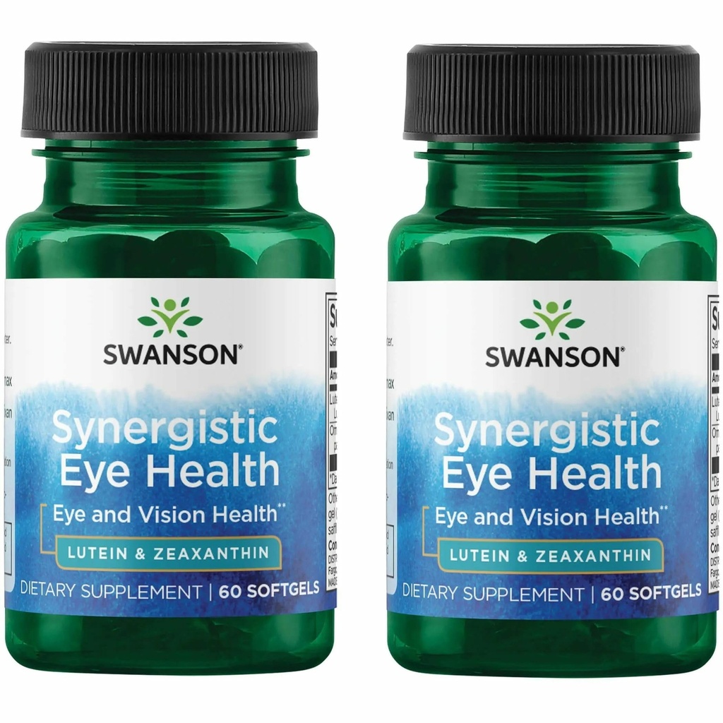 Swanson Lutein & Zeaxanthin Synergistic Eye Health Vision Retina Macula Supplement (Lutein 20 mg & OmniXan Zeaxanthin 2 mg) 60 Softgels Sgels (2 Packung)