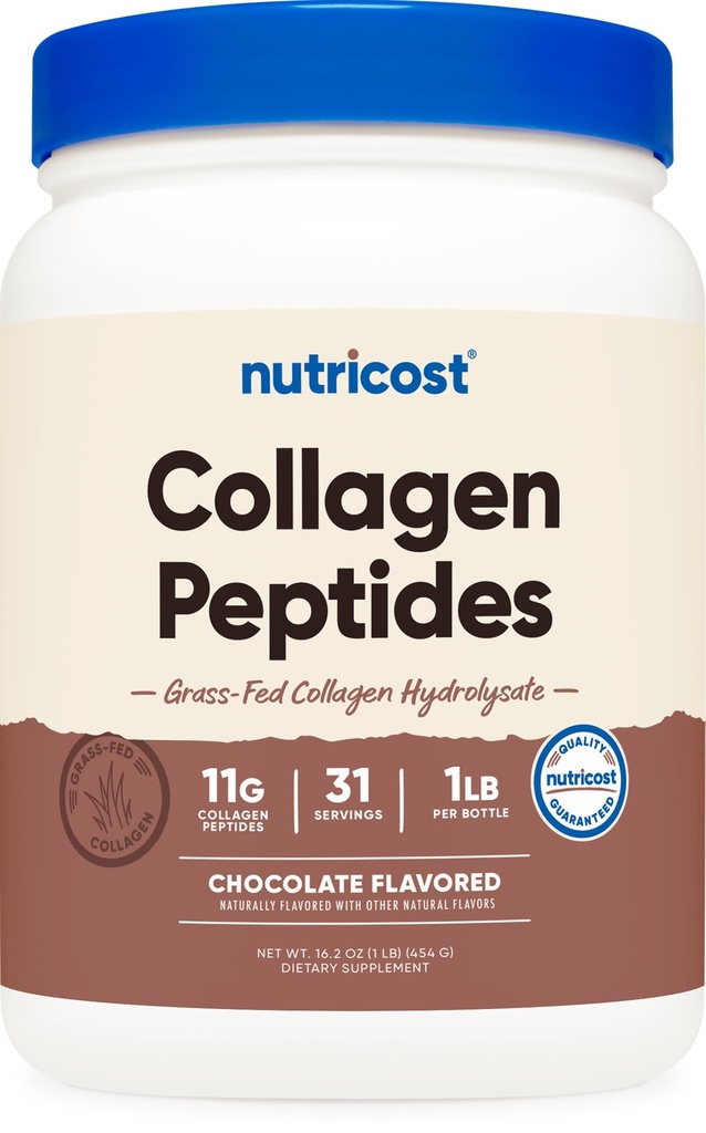 Peptidi di collagene di Nutricost Polvere 1LB (454 G) (Chocolate) - Idrolisato di collagene di bovini di erba