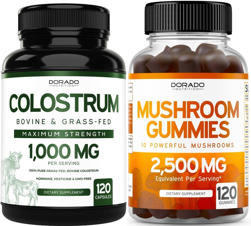 DORADO NUTRITION Colostrum Supplement 1000mg pro Servieren und Pilzgummis (120 Count) Pilzergänzung