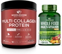 Multi Collagen Protein Pulver hydrolysiert (Typ I II III V X) + Ganzes Lebensmittel Multivitamin für Männer - Natürliche Multi Vitamine, Mineralien, Bio-Extrakte Bundle