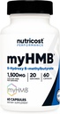 Nutricost myHMB Capsules 1.500MG Calcium HMB Per Serving, 60 Capsule, 20 Serve - Performance Line, Calcium B-Hydroxy B-Methylbutyrate Monohydrate