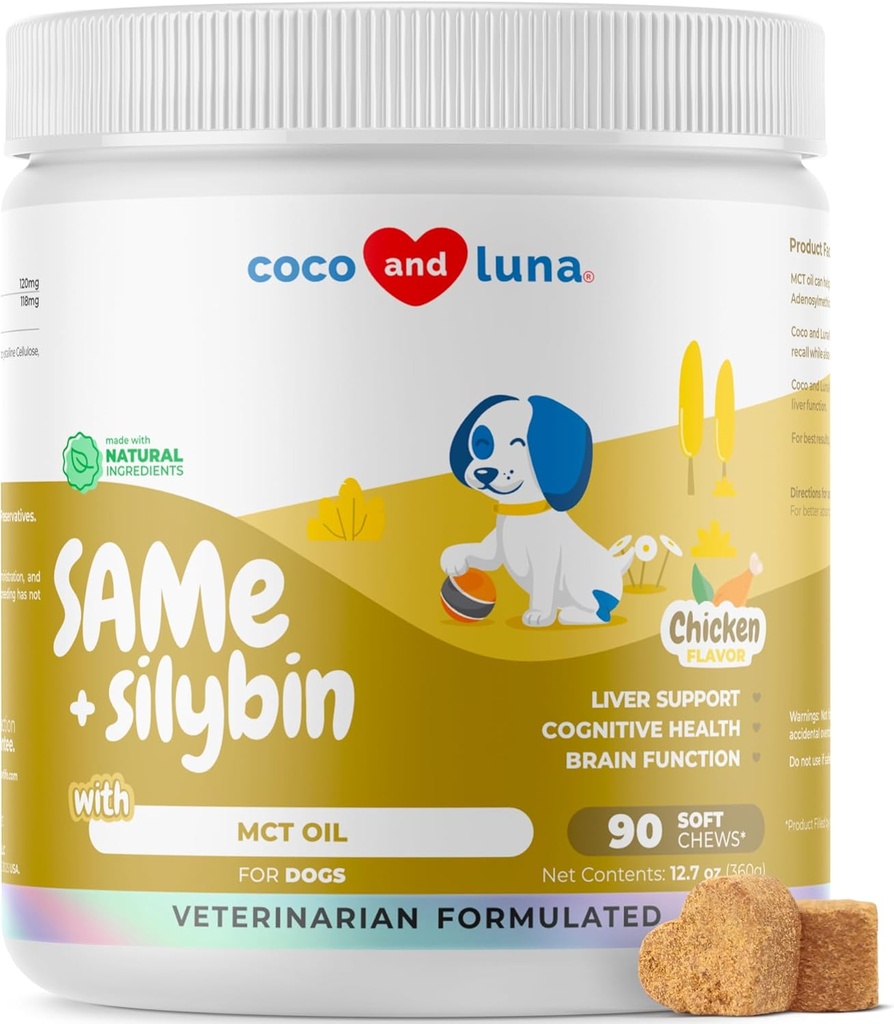 Gleich für Hunde - 90 Soft Chews - S-Adenosyl-L-Methionin, Liver Supplement - Brain Health, fördert kognitive Unterstützung, Liver Support (Same & Silybin Soft Chews)