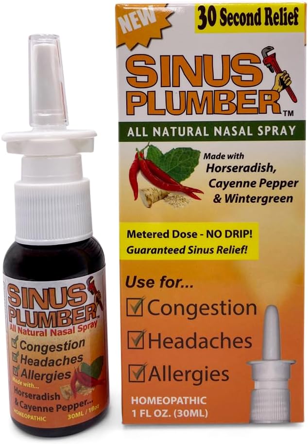 Sinus Plumber Pepper Nasal Spray, Allergy and Sinus Relief, Congestion, Headaches, 1 fl oz