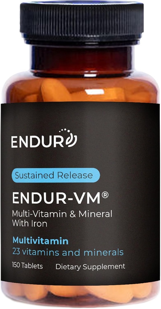 Endur-VM Multivitamin & Mineral (mit Eisen), Täglich Multivitamin mit Vitalmineralien, Vitamin B, Vitamin D & Folsäure, Glutenfrei, 150 Tabletten