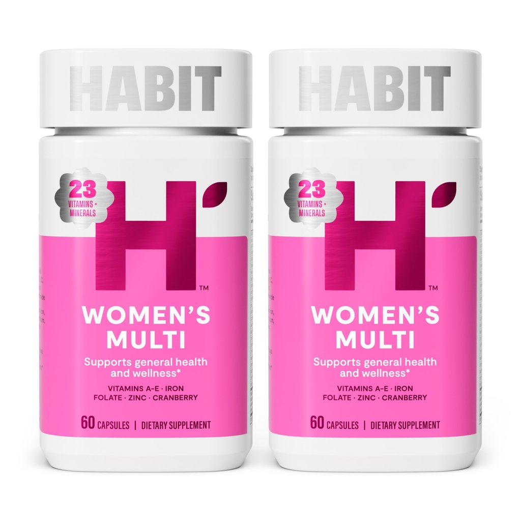 Habit Womens Multi Supplement 2 Pack (120 capsule) - Nuovo look, Supporta la salute generale e il benessere, 23 vitamine e minerali essenziali, estratti di frutta, Folate, Ferro, B12, Biotina, Non OGM