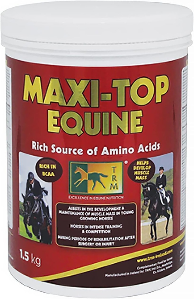 TRM Maxi-Top Protéines d'alimentation des chevaux et supplément de vitamine E , Acides aminés et antioxydants pour la croissance et le développement des muscles équidés - 3,3 lb (1,5 kg) - 3,3 lb